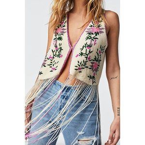 Free People AGUA BENDITA Otis Beaded Vest  One Size